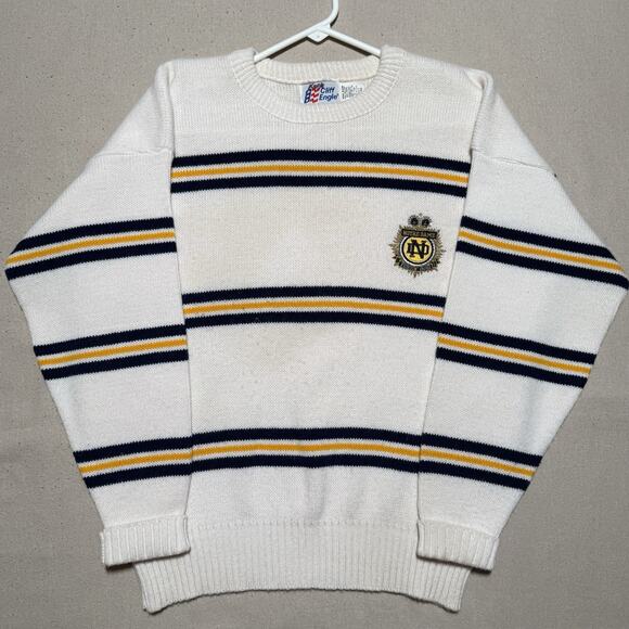 Vintage 80s Cliff Engle University of Notre Dame Fighting Irish Sweater Large - Picture 1 of 8